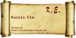 Kocsis Ete névjegykártya